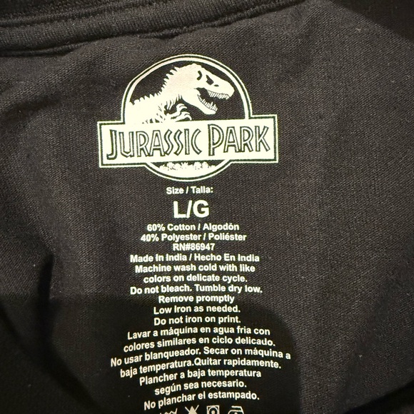 JurassicPark Black T-Shirt Large - Picture 5 of 5